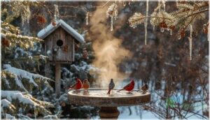 providing water and shelter for birds providing water and shelter for birds