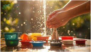 rinsing, drying, and reassembling dishes rinsing, drying, and reassembling dishes