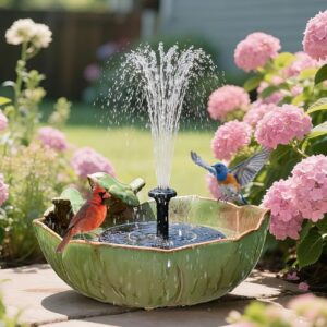 Solar Fountain Ceramic Bird Bath B0FKBD93MH