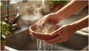 washing with dish soap and hot water washing with dish soap and hot water