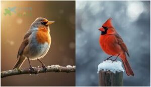 american robin vs. northern cardinal american robin vs. northern cardinal