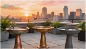 copper, bronze finish, and powder-coated steel copper, bronze finish, and powder-coated steel