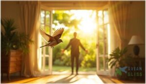 guiding the bird toward an exit guiding the bird toward an exit