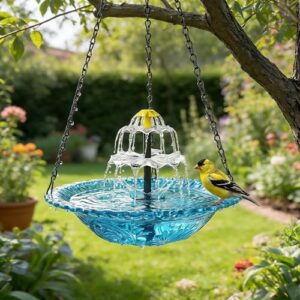Hanging Bird Bath with Solar B0GS4WYHRS