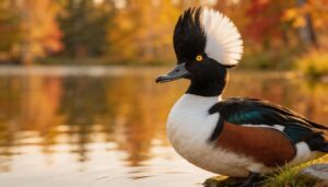 adult male plumage and white hood adult male plumage and white hood