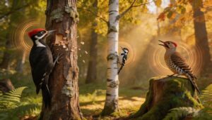 calls, drumming, and flight sounds calls, drumming, and flight sounds