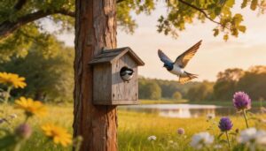 chickadees and tree swallows (6–15 ft) chickadees and tree swallows (6–15 ft)