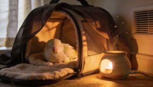 keeping the bird warm, quiet, and dark keeping the bird warm, quiet, and dark