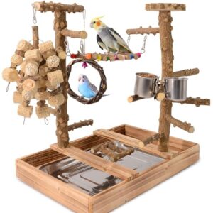 Natural Wood Bird Perch Stand, B0GCNKQ6SZ