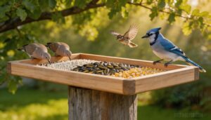 platform feeders for millet, striped sunflower, and cracked corn platform feeders for millet, striped sunflower, and cracked corn