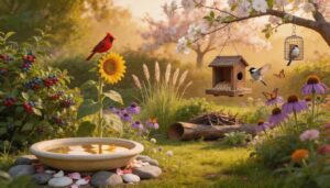 provide year-round food, water, and shelter for birds provide year-round food, water, and shelter for birds