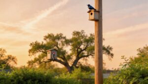 purple martins and woodpeckers (10–20 ft) purple martins and woodpeckers (10–20 ft)