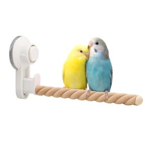 Suction Cup Bird Perch,Natural Wood B0CWTV26BD