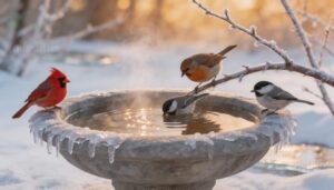 yes, birds use birdbaths in winter yes, birds use birdbaths in winter