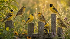 common small yellow and black birds common small yellow and black birds