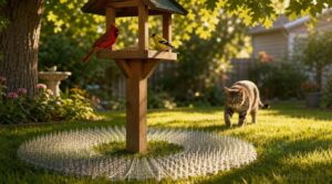 place humane scat mats around feeder bases place humane scat mats around feeder bases