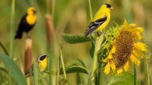 yellow birds with black markings yellow birds with black markings