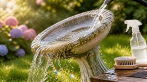 empty and pre-rinse the bird bath empty and pre-rinse the bird bath