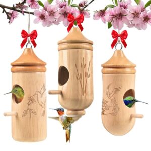 Hummingbird House, Solid Wood Hummingbird B0FGNKNX2L