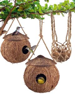 KATUMO Hummingbird Houses, Natural Coconut B0BZP6Z74W