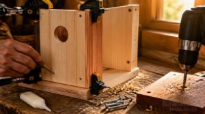 predrill, clamp, and assemble predrill, clamp, and assemble