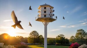 purple martins: 10–15 feet purple martins: 10–15 feet