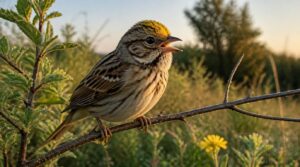 sparrows with yellow on their head sparrows with yellow on their head