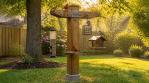 wooden post feeding station wooden post feeding station